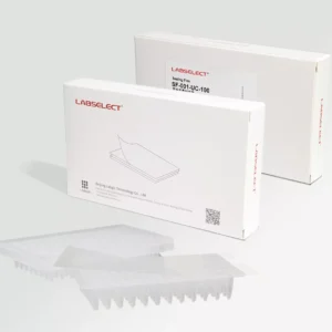 Two white LABSELECT packaging boxes with a simple line drawing of sheets, on a pale background.